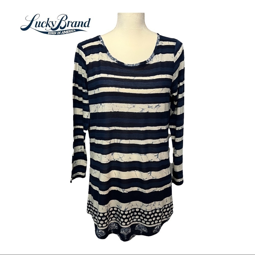 🍀Lucky brand🍀, women’s tunic size M blue print w/marbling